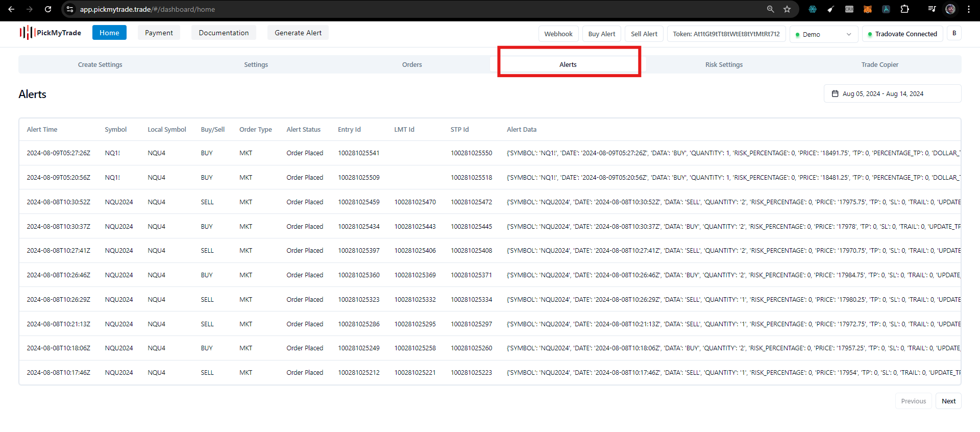 tradovate Api automation