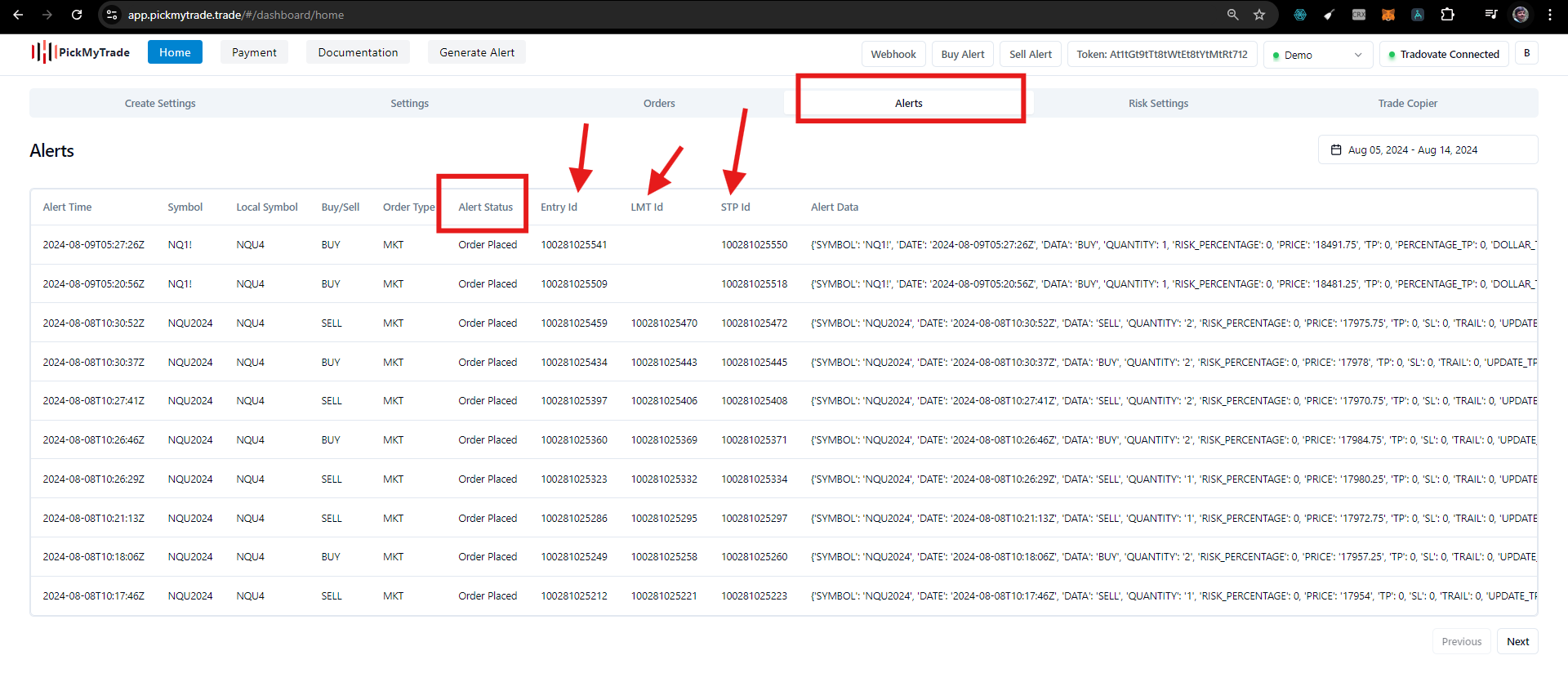 Tradovate automation order