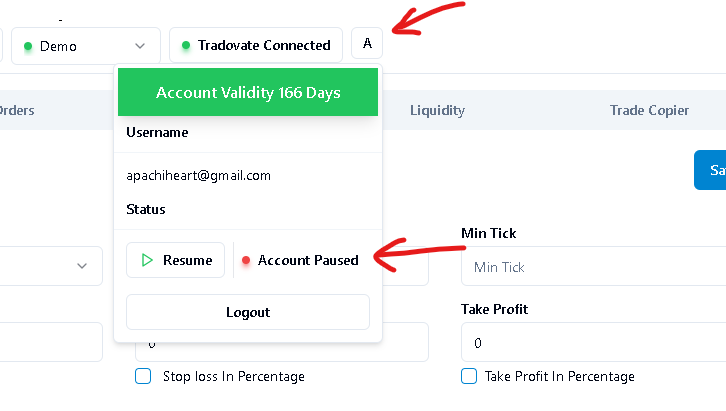 Order Type from Tradingview to Tradovate