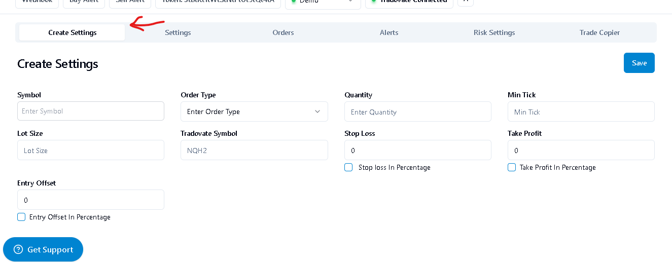 Order Type from Tradingview to Tradovate