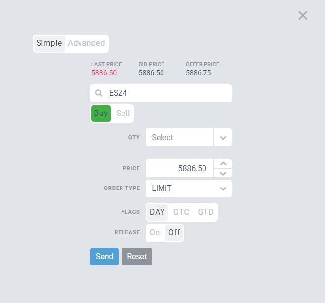 Tradovate order entry quantity field next to buy and sell buttons not matching bracket total